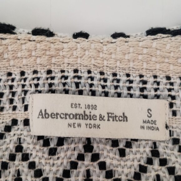 Abercrombie & Fitch Crop Tweed Fringe Black White Southwest Jacket Women's Sz S - Picture 6 of 16